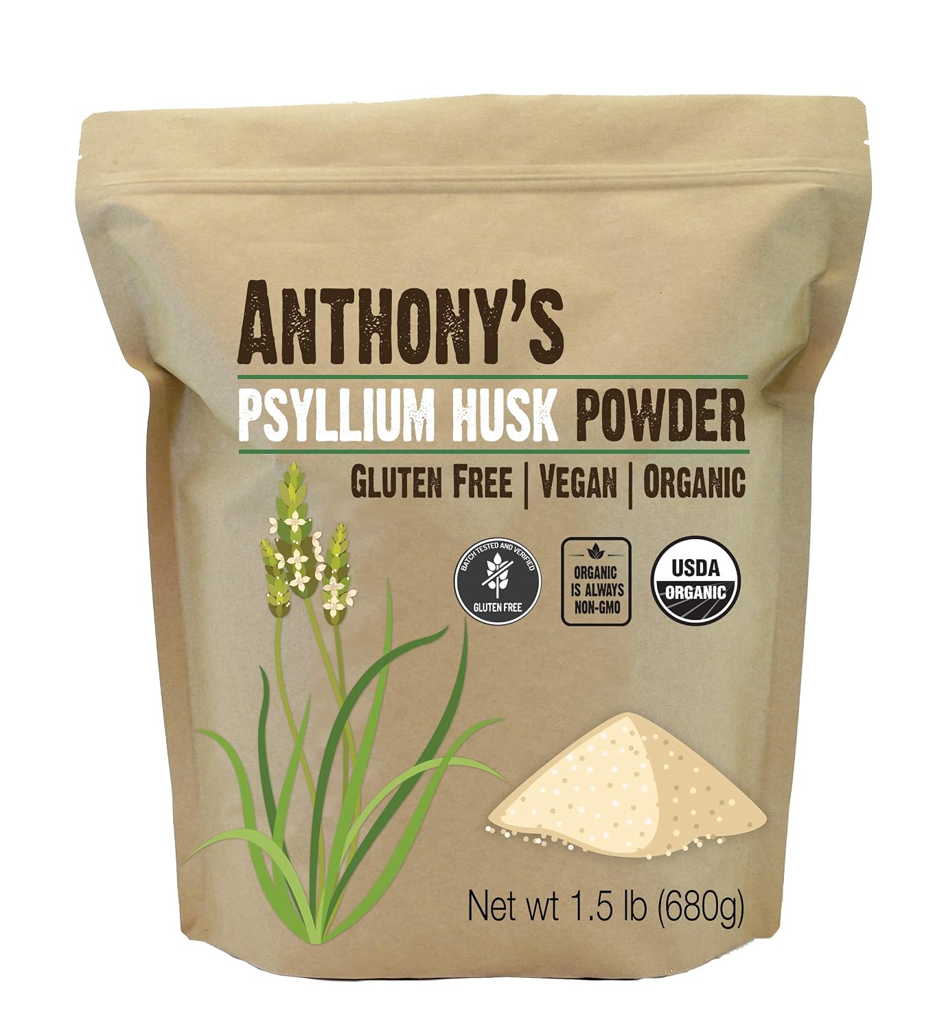 Anthony's Organic Coconut Flour 4lb & Organic Psyllium Husk Powder 1.5lb Bundle