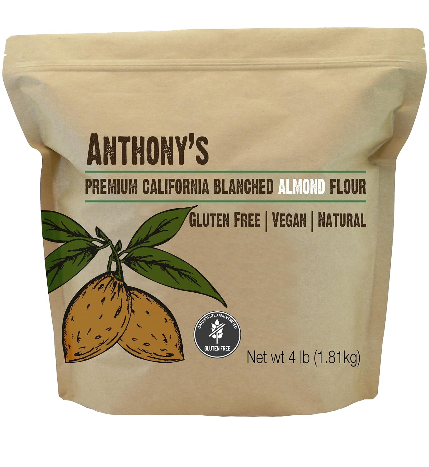 Anthony's Blanched Almond Flour, 4 lb, Finely Ground, Gluten Free, Non GMO, Keto Friendly