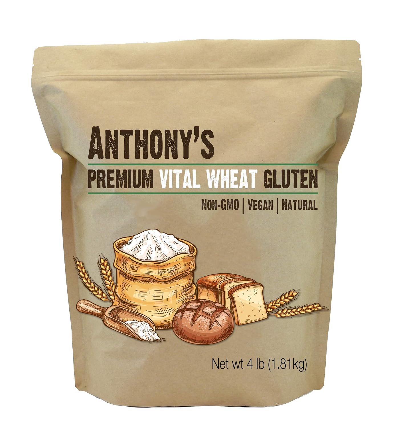 Anthony's Vital Wheat Gluten 4lb & Organic Oat Fiber 1.5lb Bundle