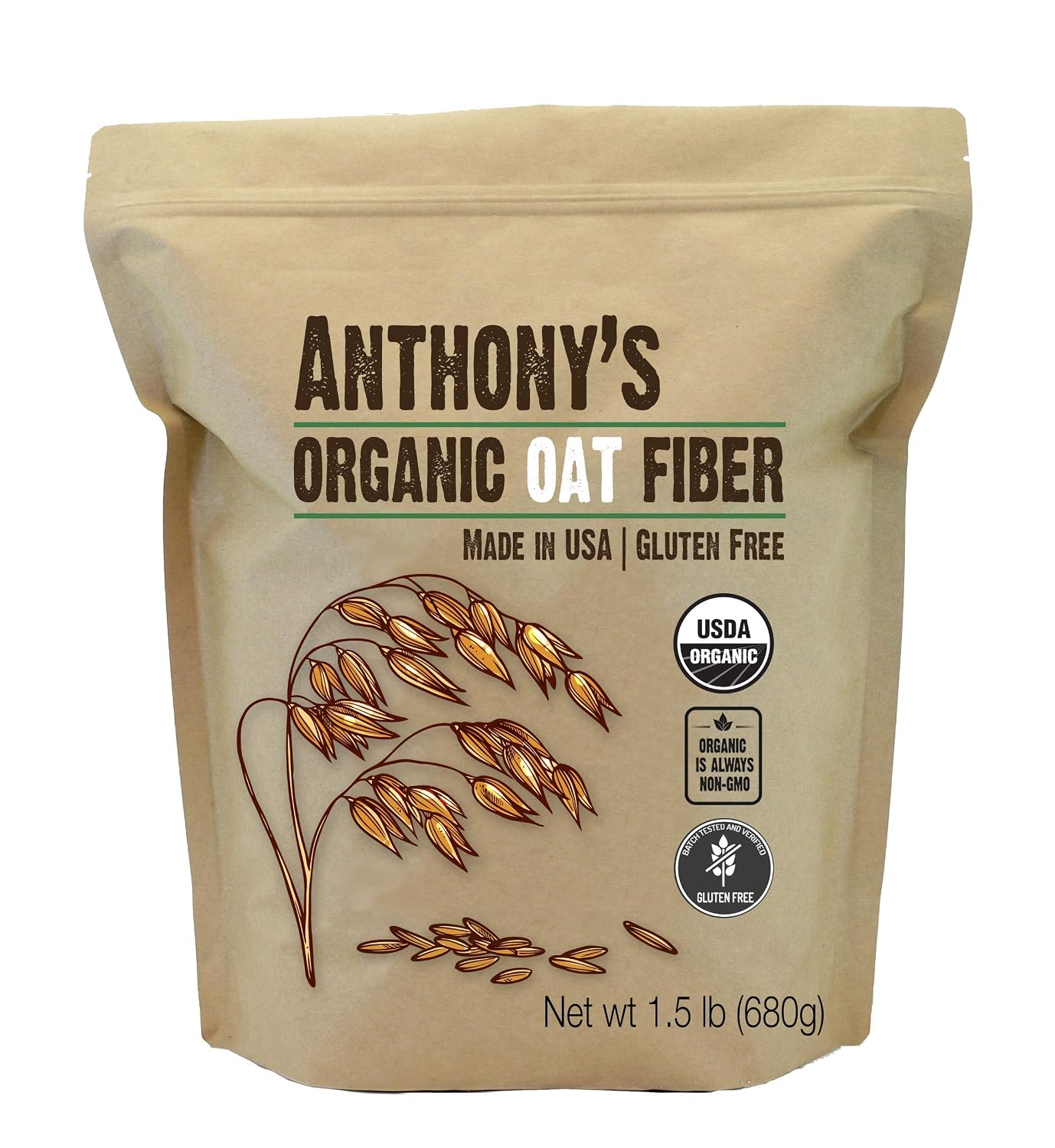 Anthony's Vital Wheat Gluten 4lb & Organic Oat Fiber 1.5lb Bundle