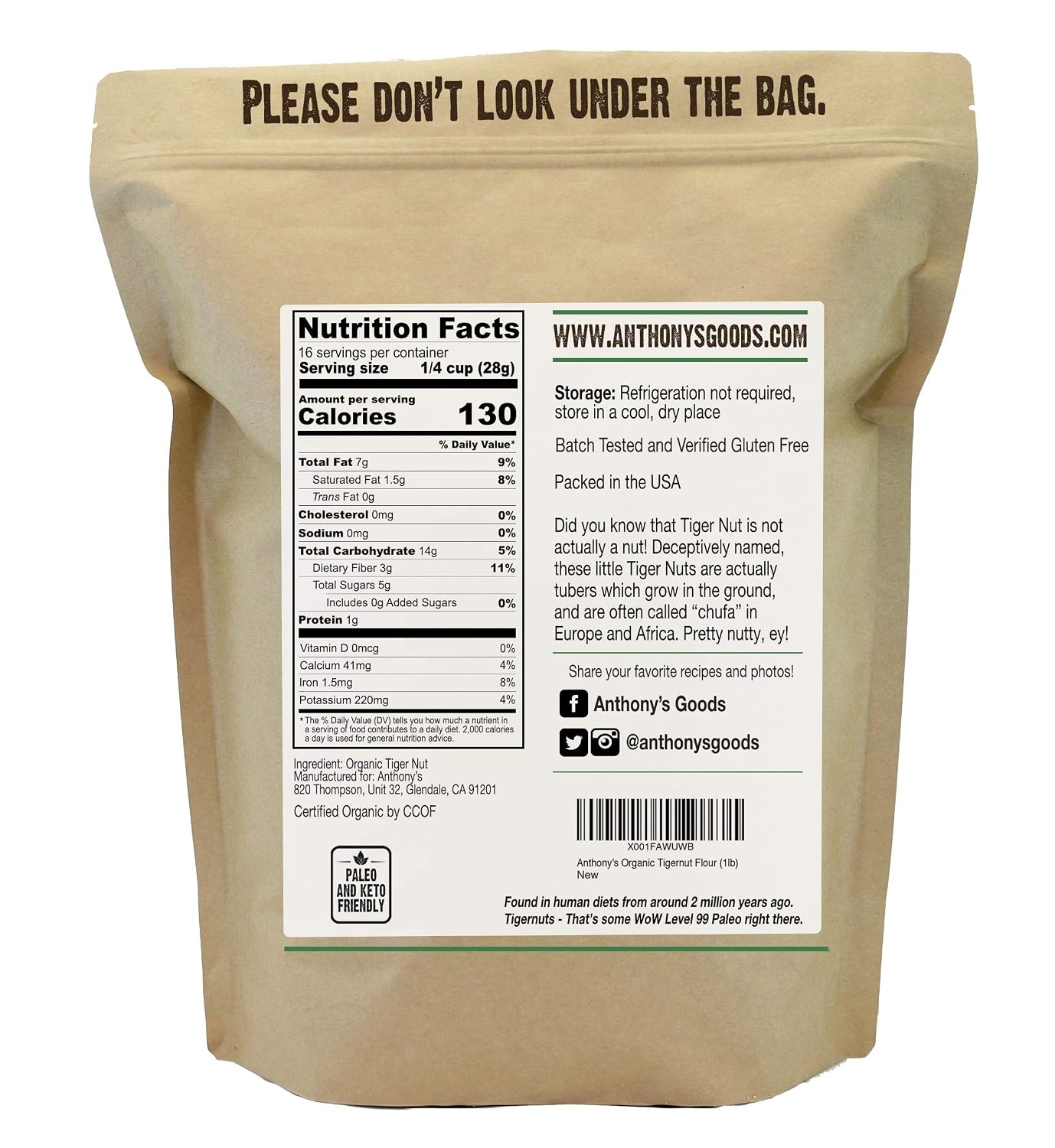 Anthony's Premium Arrowroot Flour 2.5lb &. Organic Tigernut Flour 1lb Bundle