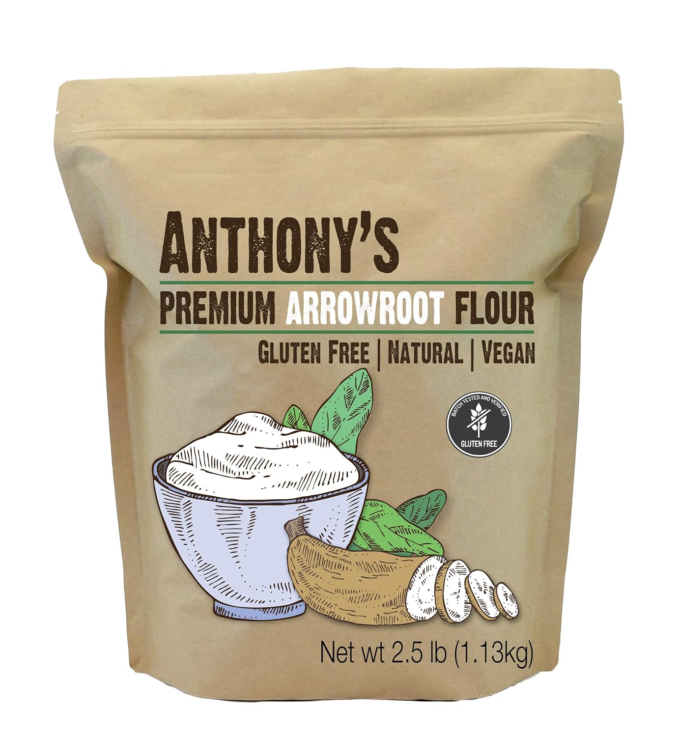 Anthony's Premium Arrowroot Flour 2.5lb &. Organic Tigernut Flour 1lb Bundle