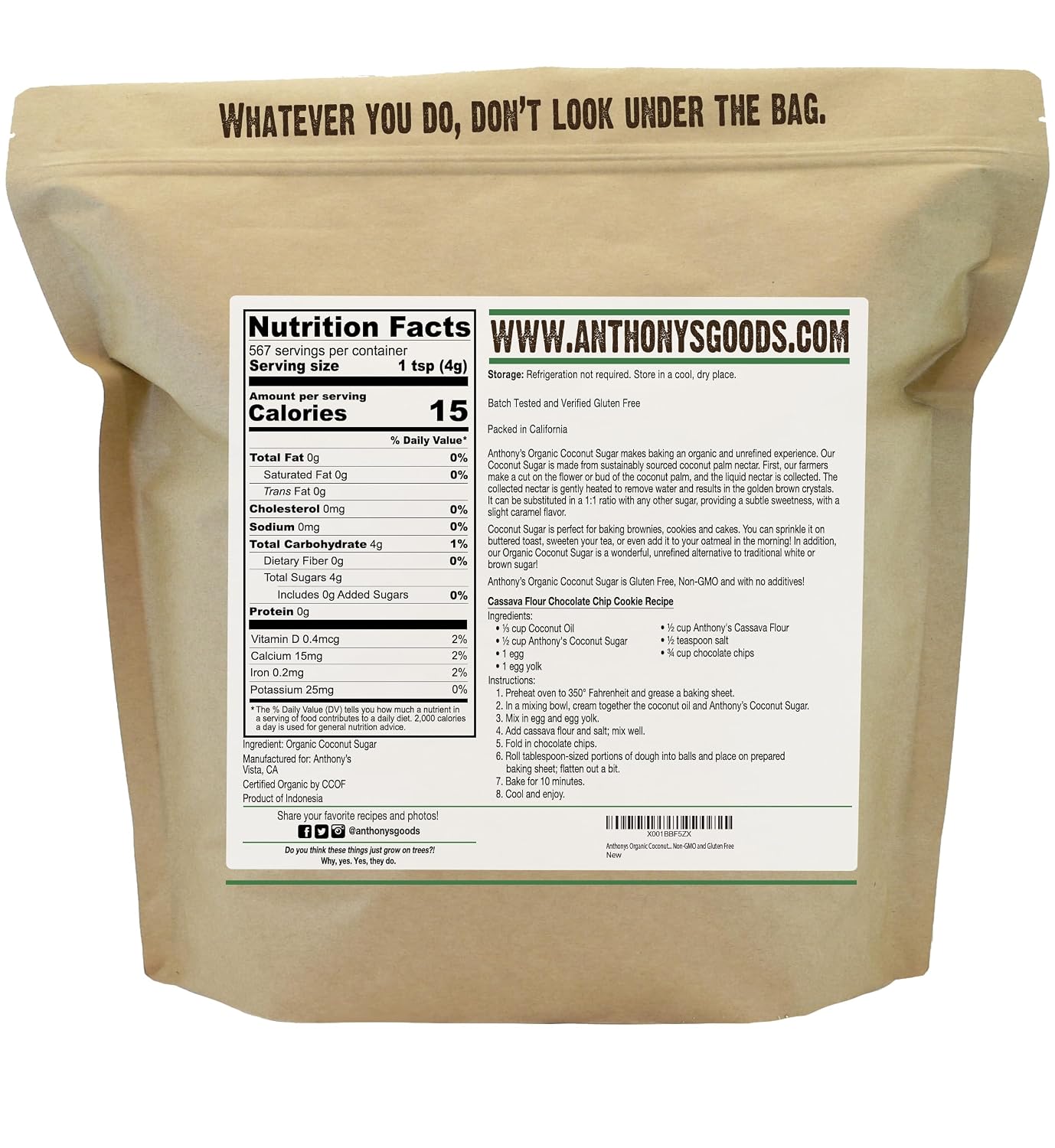 Anthonys Organic Coconut Sugar 5lbs, Non-GMO and Gluten Free