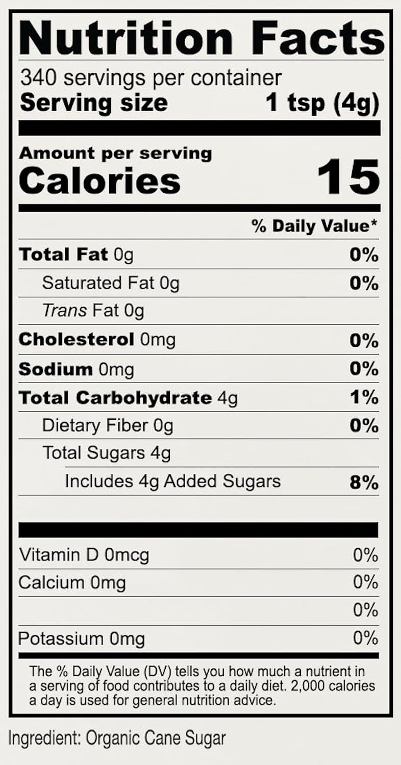Anthony's Organic Cane Sugar, 3 lb, Granulated, Gluten Free & Non GMO