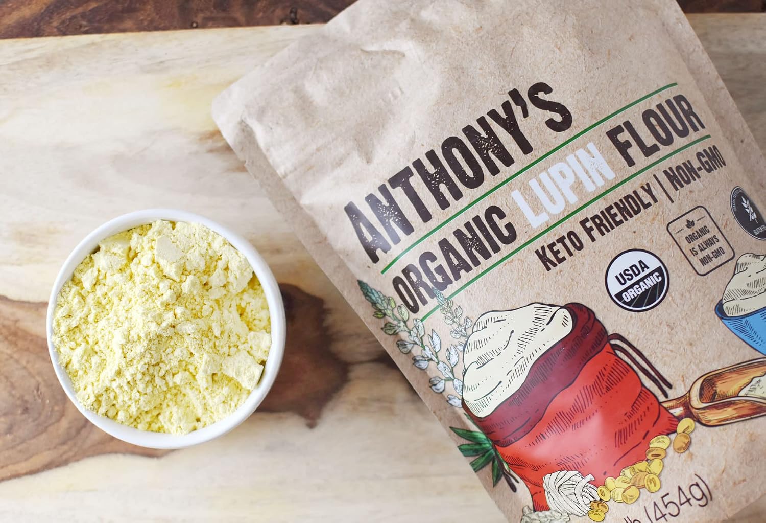 Anthony's Organic Lupin Flour, 1 lb, Gluten Free, Non GMO, Keto Friendly