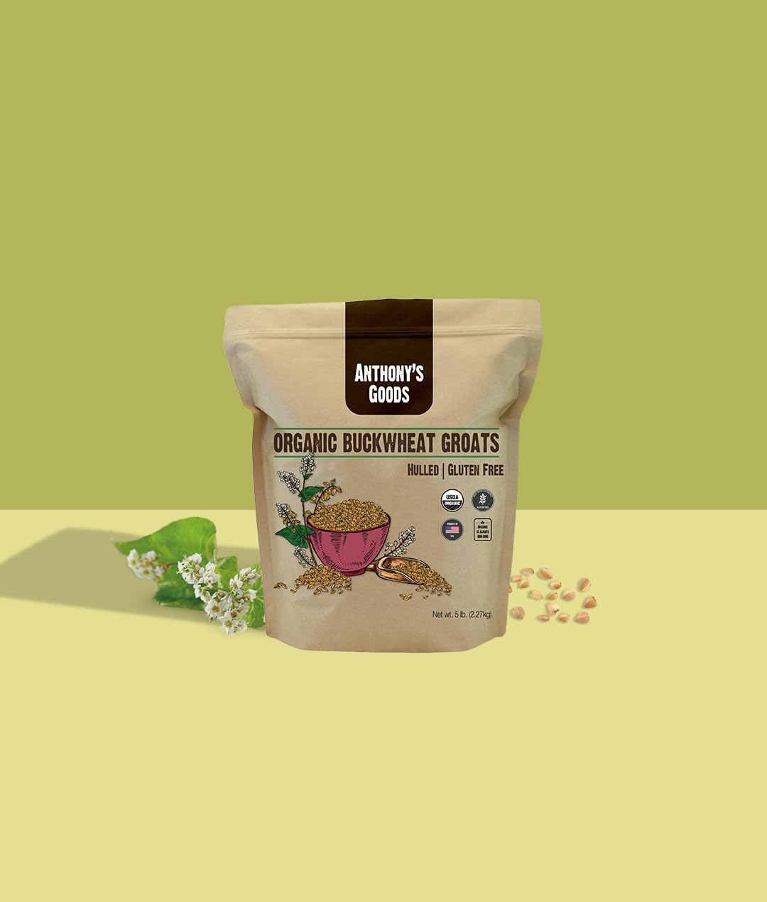 Anthony's Organic Hulled Buckwheat Groats, 5lb, Gluten Free, Non GMO