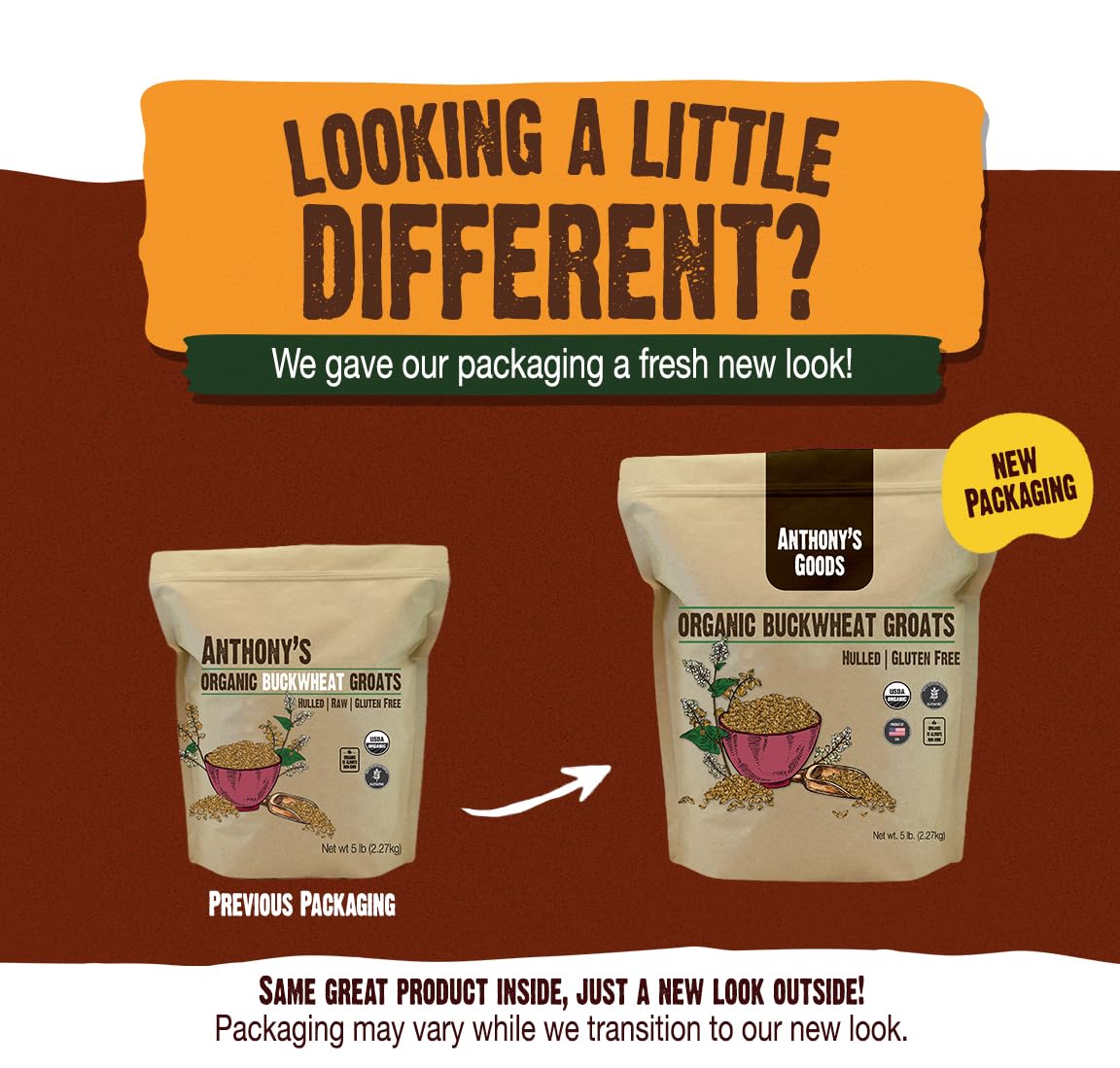 Anthony's Organic Hulled Buckwheat Groats, 5lb, Gluten Free, Non GMO