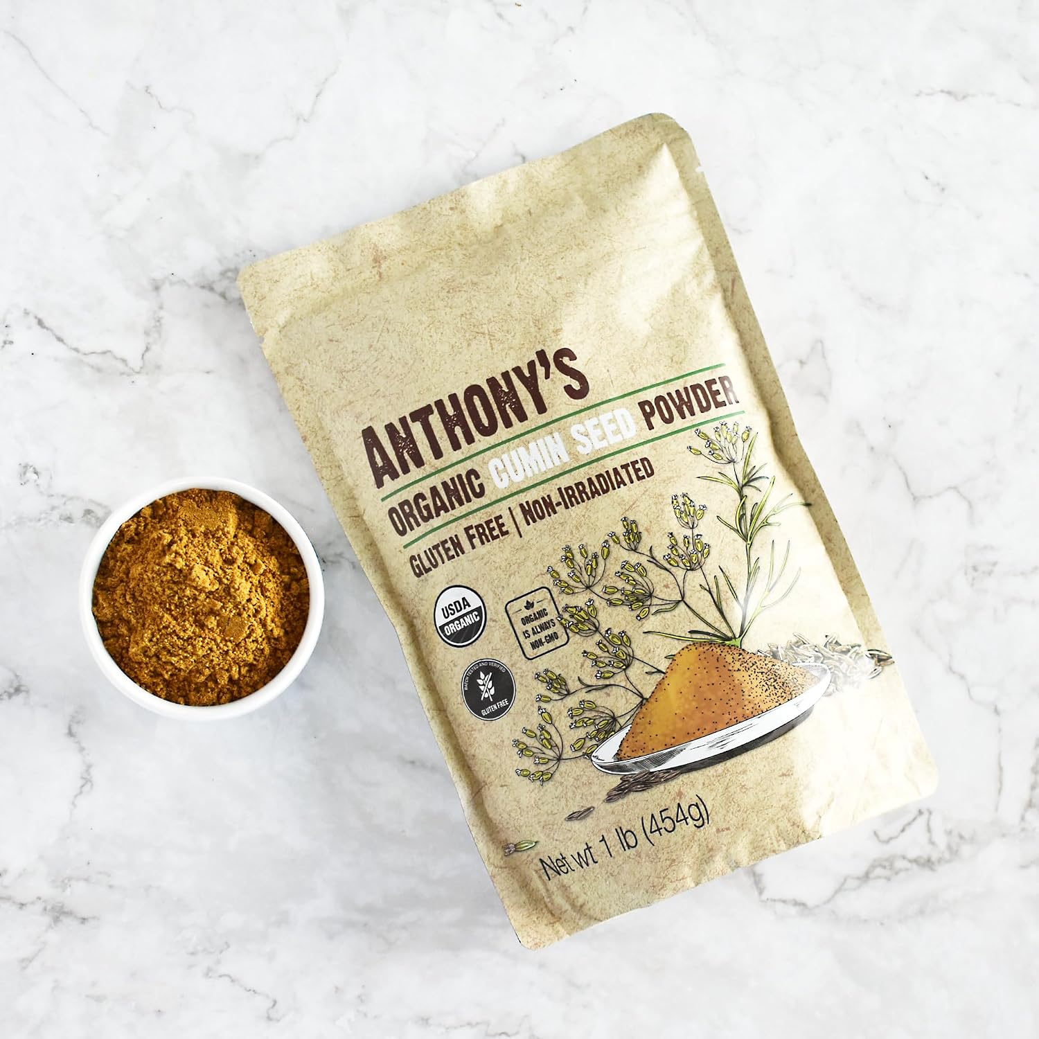 Anthony's Organic Ground Cumin, 1 lb, Gluten Free, Non Irradiated, Keto Friendly