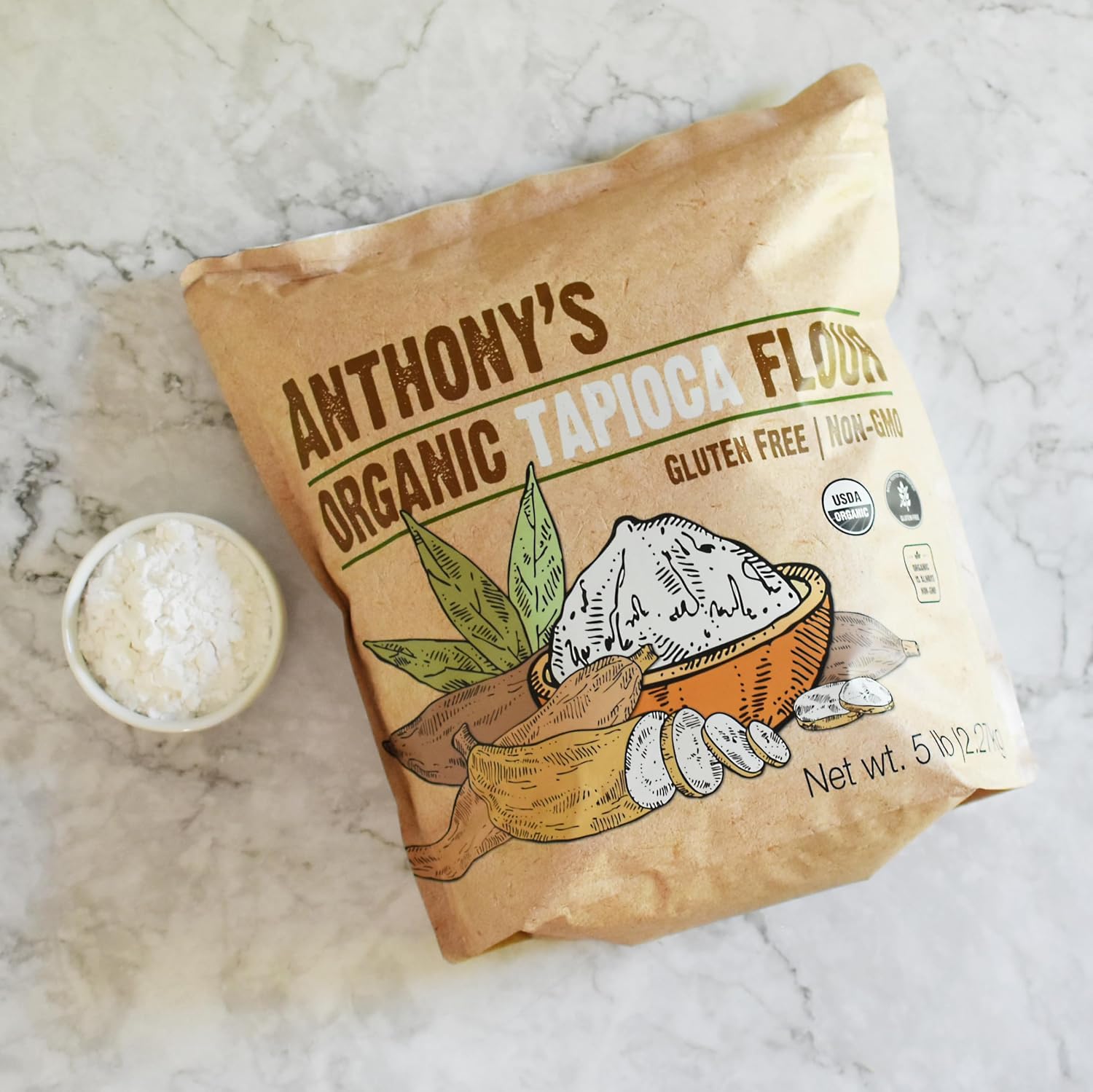 Anthony's Organic Tapioca Flour Starch, 5lbs, Gluten Free & Non GMO