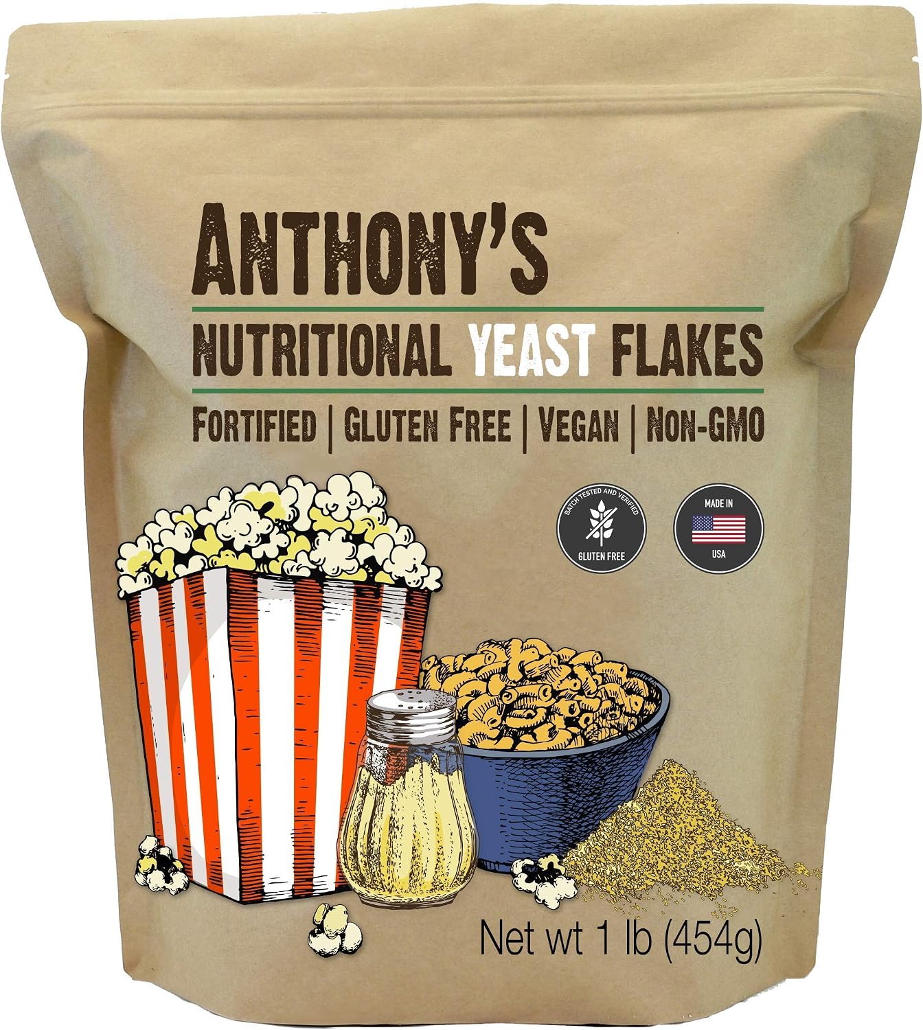 Anthony's Premium Pea Protein 2lb & Nutritional Yeast Flakes 1lb