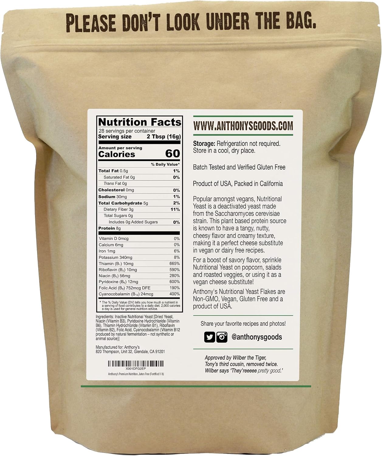Anthony's Premium Pea Protein 2lb & Nutritional Yeast Flakes 1lb