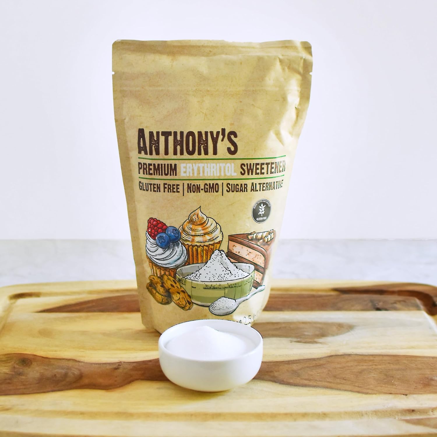 Anthony's Erythritol Granules, 2.5 lb, Non GMO, Sweetener, Keto & Paleo Friendly
