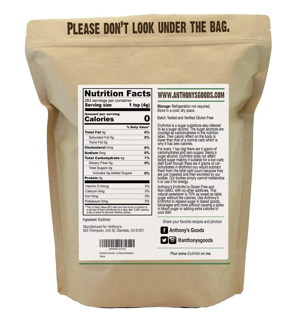 Anthony's Erythritol Granules 2.5 lb & Confectioner's Erythritol 2 lb Bundle