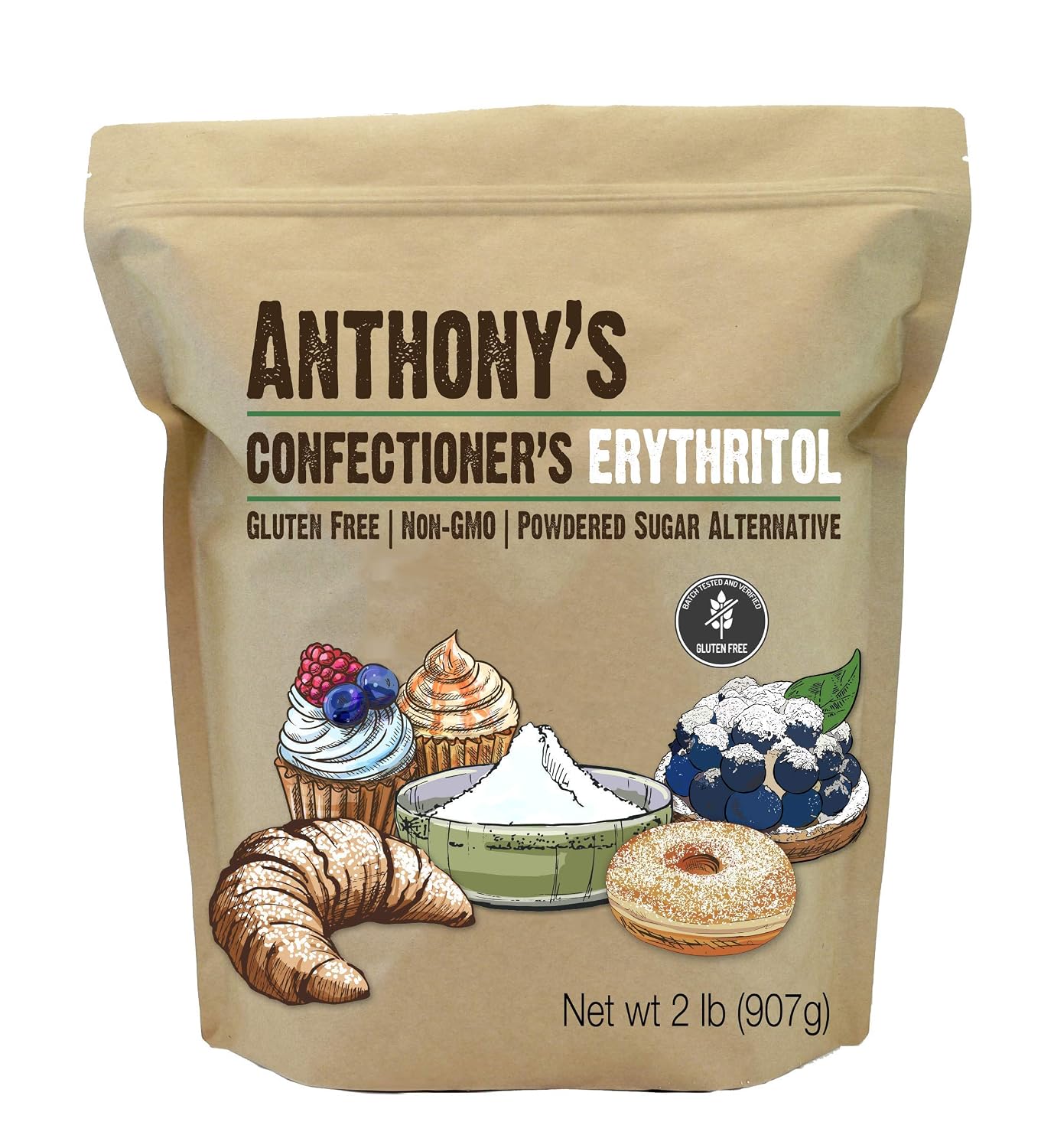 Anthony's Erythritol Granules 2.5 lb & Confectioner's Erythritol 2 lb Bundle